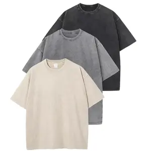 1/3 Pack Acid Wash Unisex Oversized Cotton T-Shirt Crew Neck Half Short Sleeve Summer Top Casual Loose Fit Solid Streetwear Comfortable Tees Basic Womenswear Shortsleeve Tshirt