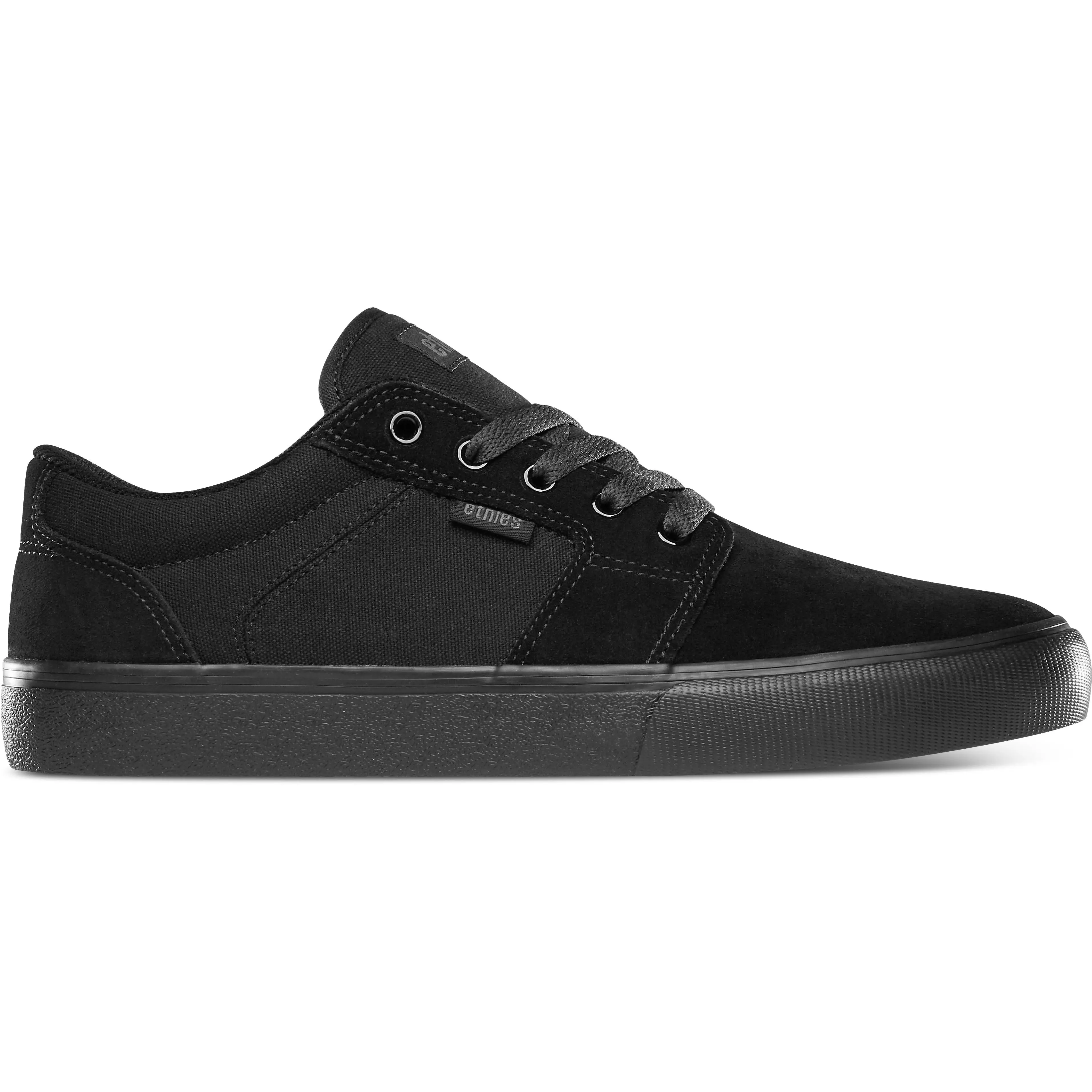 etnies Barge LS Black Vulcanized Skate Shoes – Slim Low Top Board Feel, Classic Athletic Footwear, Lightweight, Sustainable and Comfortable., Minimalist, Laces, Round Toe, Skate Style