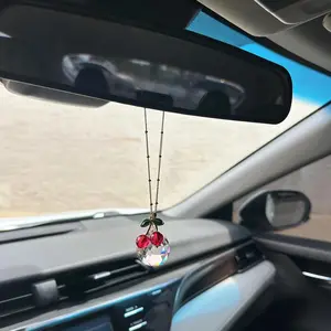 Cherry  Decor Accessories for Women Cute   Suncatcher Rear View Mirror Hanging Hippie Cherry Decorations Accessory Charm Gifts