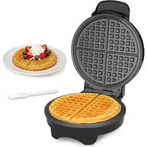 7 Inches Round Classic Waffle Maker Machine, Mini Waffle Maker, Non-stick Waffle Irons, Thin Waffle Maker Crispy, Black