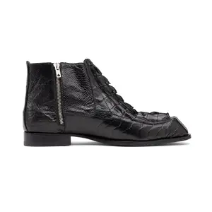 Mauri Havok in Black Mens Exotic Ostrich Leg / Hornback Split-Toe Dress Boots