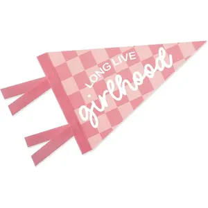 Long Live Girlhood Banner Sign Preppy Navy Blue Wall Hanging Pennant for Baby Toddler Girls Nursery Bedroom Playroom Wall Decor