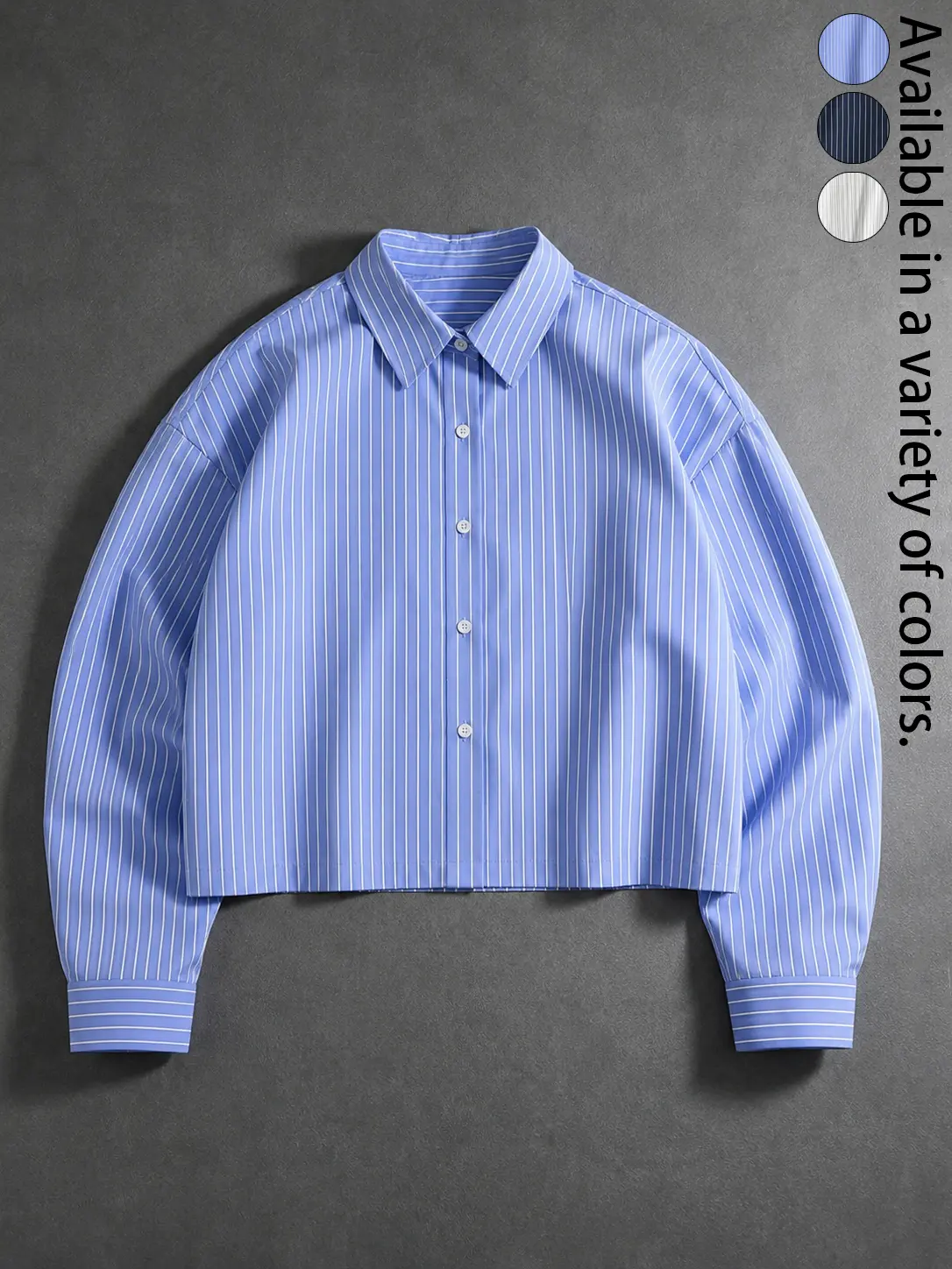 Streetwear Striped Long Sleeve Cropped Shirt for Men and Women Oversized Button Down Collared Top Casual Loose Fit Urban Y2K Fashion Layering Shirt Trendy Daily Wear Unisex Outfit for Spring Fall College Travel Concert Weekend Style Modern Wardrobe Staple