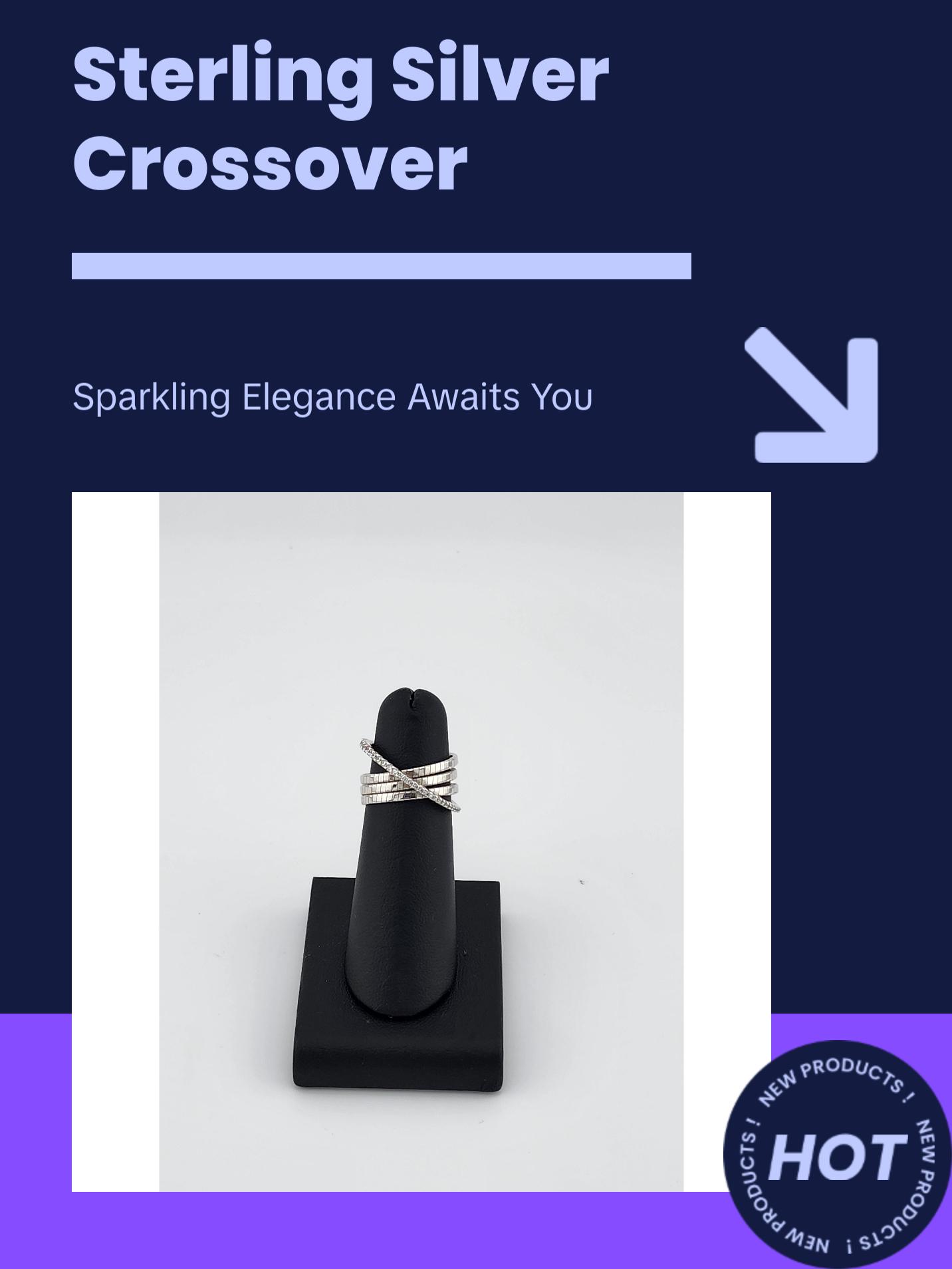 Brand New Sterling Silver 925 CrossOver Ring