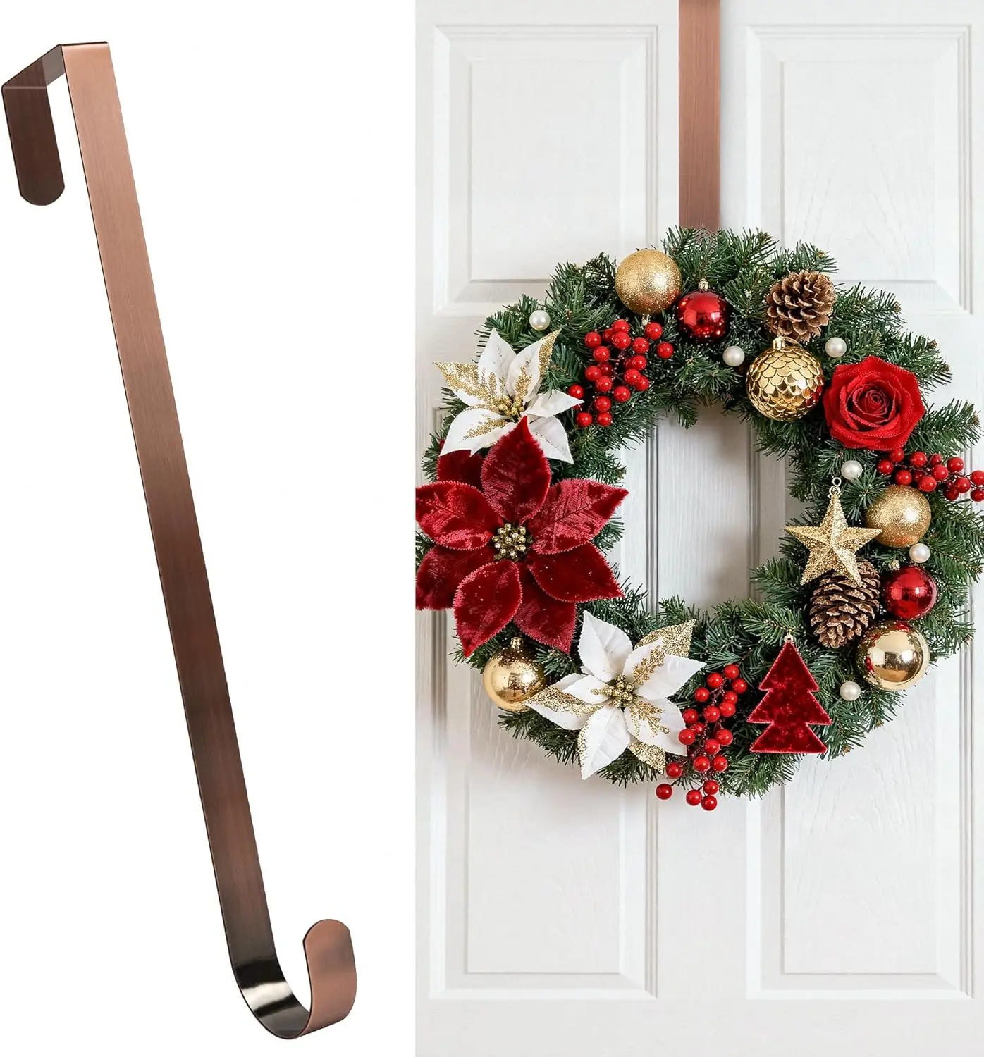 New Deal - Wreath Hanger for Front Door for Christmas Decorations,12 Inches Metal Wreath Hanger for Fall Decor,20 Lbs Over The Door Hooks for Front Porch Home Decor Valentines Day Decorations