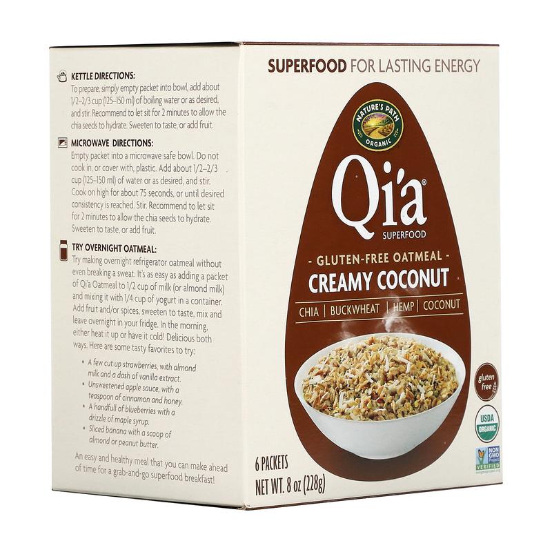 Nature's Path Qi'a Superfood Oatmeal, Creamy Coconut, 6 Packets, 8 oz (228 g)