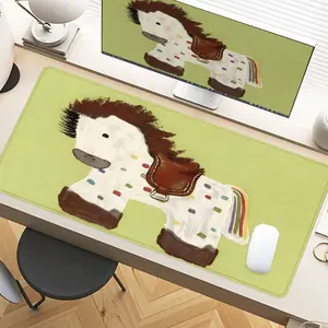 Desk Pad Colorful Cartoon Horse Mouse Pad XXL Gaming Mousepad For Laptop Desk Extra Large With Non-Slip Rubber Base Stitched Edges Surface For PC Gamers Office Workers & Home Use Perfect Gift For Kids Birthday Christmas