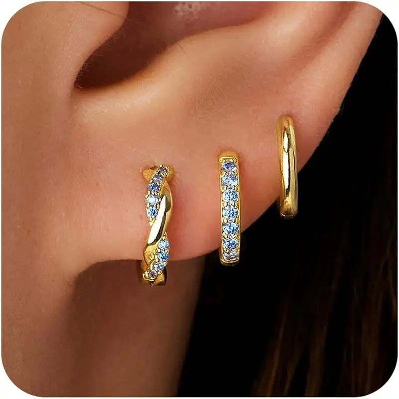 Gold-03 March Aquamarine Hoop