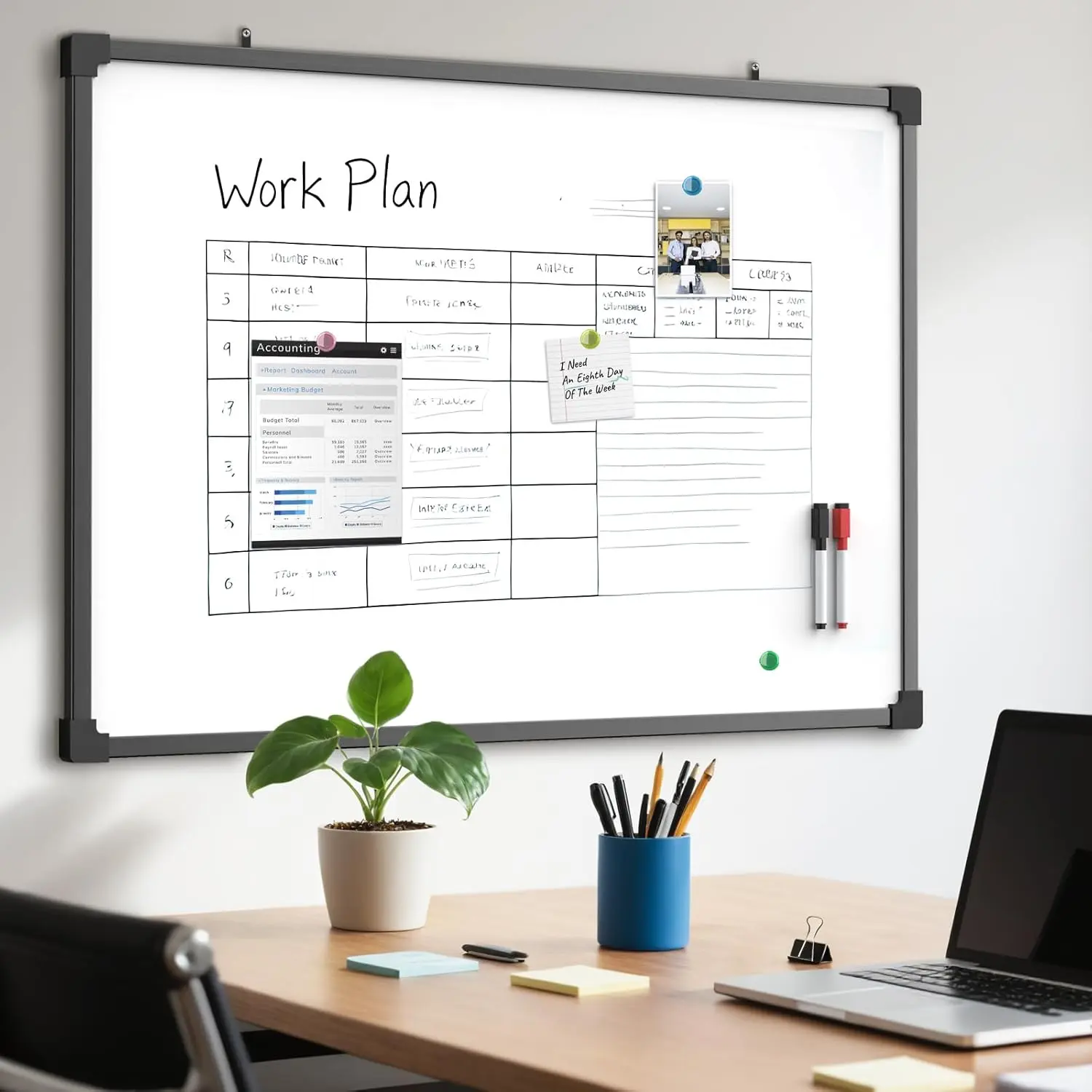MaxGear Rectangular Double-Sided Magnetic Dry Erase Whiteboard - 36x24in Aluminum Frame, Wall Mount, Convenient Mounting, Smooth Surface for Easy Erasing, Unique Design & Versatility, 2 Markers Included for Office, Home Use, Classroom