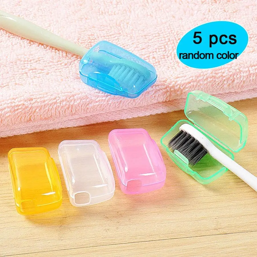 Travel Portable Toothbrush Head Cover, 5 Counts/set Random Color Travel Toothbrush Storage Case, Toothbrush Head Protector Cap, Gym Accessories, Chris