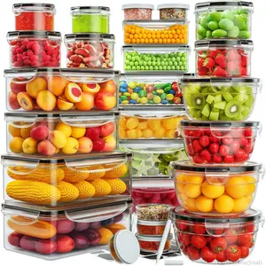40Pcs Food Storage Containers Airtight (20 Containers+Lids),Leakproof Meal Prep Containers with Labels,Marker,Stackable,Reusable,BPA Free Set UtensilsEverlanelnspired17C31EasyWearStudio