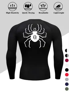 Men's Quick-Dry Stretch Fitness Shirt, Long Sleeve Moisture-Wicking Gym Top, Tight Fit Breathable Sportswear, Fitness Clothes Tops for Boxing Training, Gym Athletic Clothes, Gym Clothes Workout, Workout Apparel
