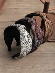 Bohemian Vintage Elegant Fabric Hair Bows, Wide Band Headband Set for Daily Use, Makeup, Parties, Versatile Design, Headbands Women