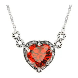 Suspicion Sterling Red Simulated Diamond & Marcasite Necklace