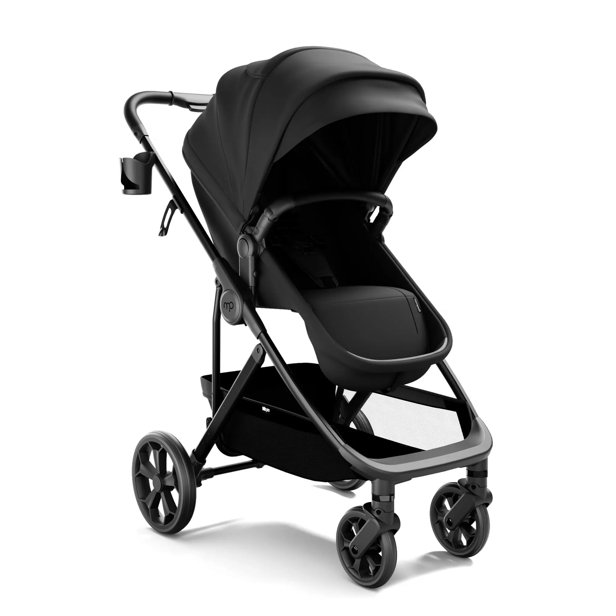 Mompush Wiz Pro Baby Stroller with Bassinet Mode, Snack Tray Included | Reversible Seat Newborn to 50 lbs Large Canopy All-Terrain Wheels Large Storage Basket One-Hand Compact Fold
