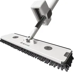 Hands-Free Flat Squeeze Mop with 4 Reusable 42cm Microfiber Pads & Mop Clip Set for Efficient Cleaning Ideal for Quick Floor Cleaning