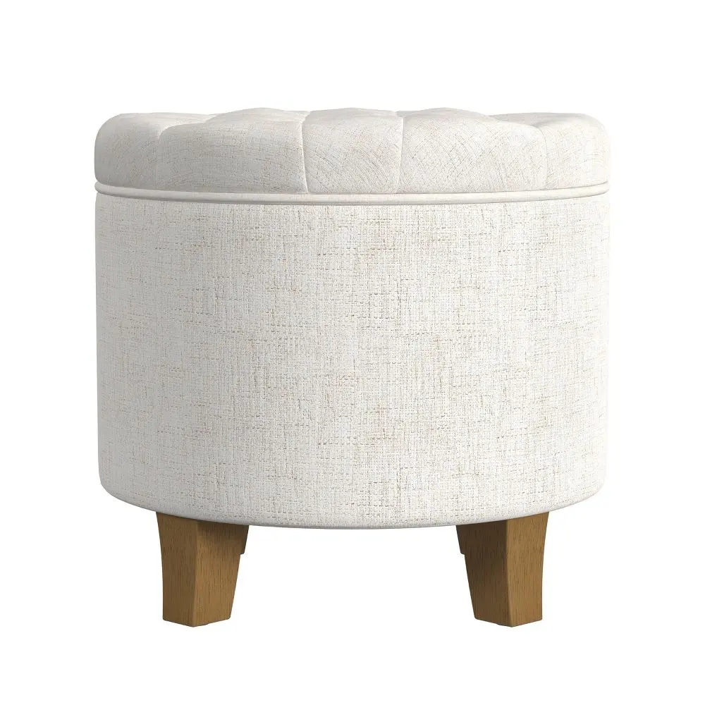 HomePop Round Storage Ottoman Boho Contemporary Living Room Bedroom