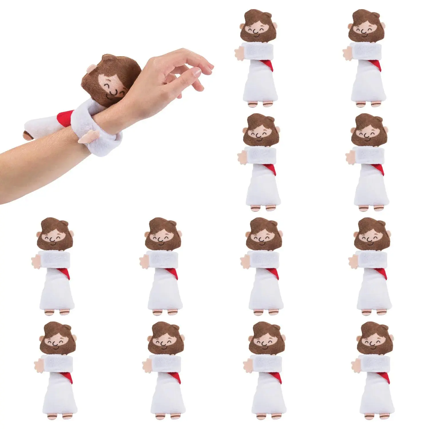 10 1/2" Hugging Stuffed Jesus Slap Bracelets - 12 Pc.