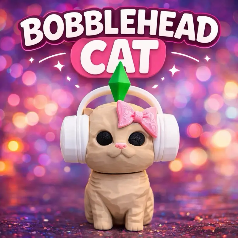 Viral Dancing Cat Toy with Green Crystal 3D Printed Spring Bobblehead Cat Wiggles and Dances Perfect for Car Dashboard Desk or Room Decor
