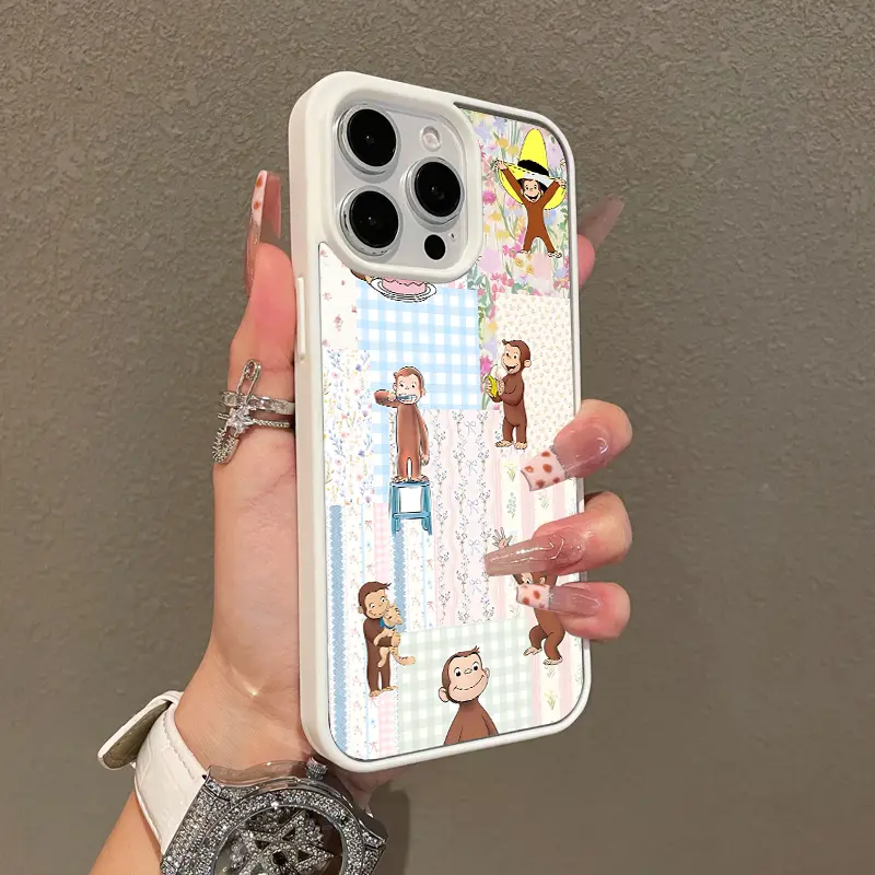 Magnetic Compatible Case for iPhone 17 16 E Pro Max 15 Plus 14 13 12 11 XS XR, Curious George Floral Collage Aesthetic Print | Shockproof, Silicone, Lightweight, Scratch Resistant, and Trendy Protection