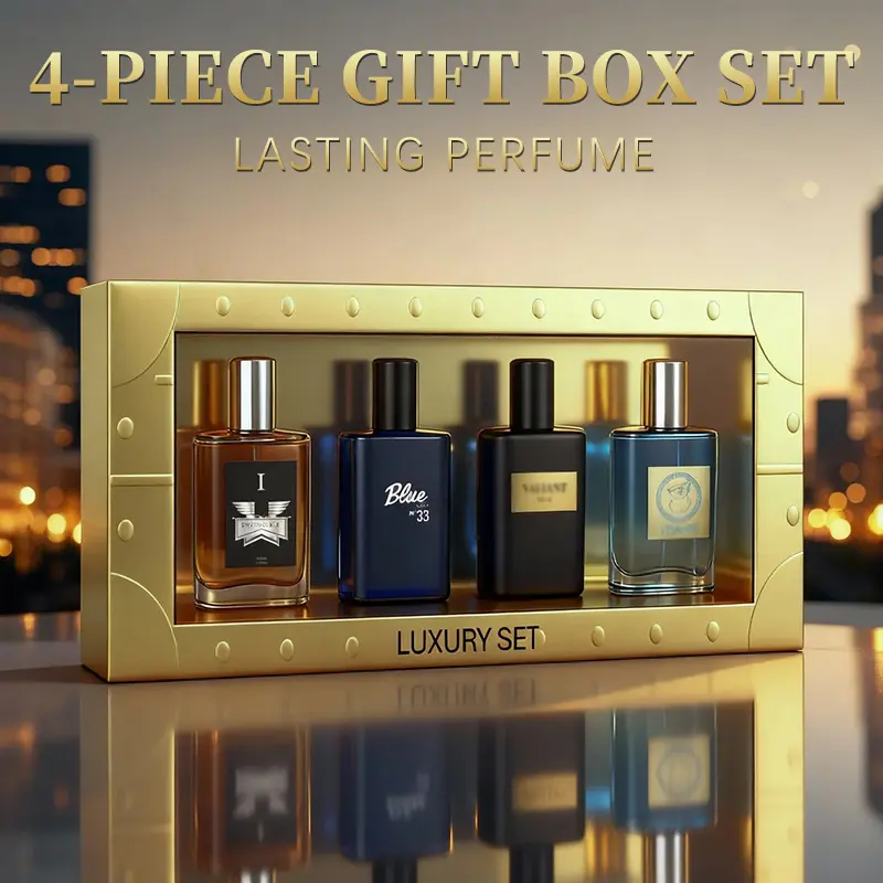 4-Piece Set, Men's Eau De Toilette Spray Gift Box, Long Lasting