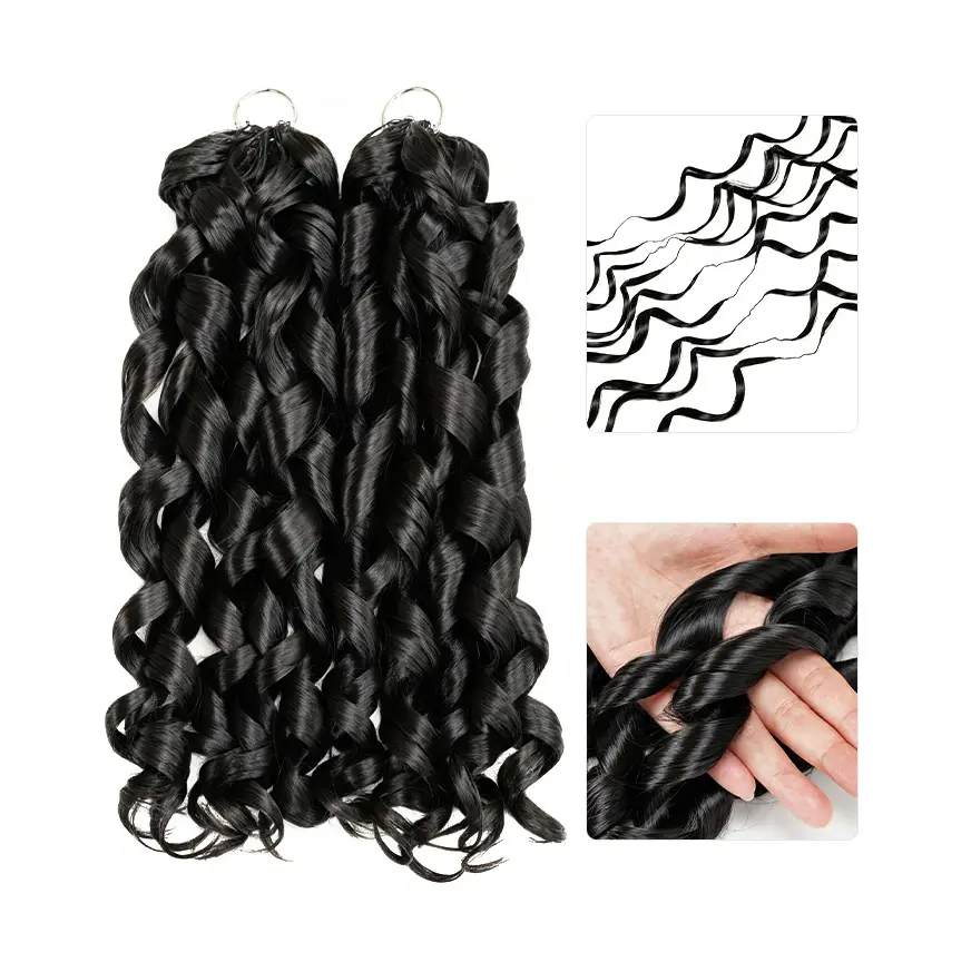 [TikTokShopBackToSchool] Noble FRENCH CULY Feather-Crochet Hair hair, Easy for beginners,DIY Quick Crocheted Fit, Long Wavy Hairpieces, Curly Wave Extensions, Fashion Texturizing Accessory, Fashion Accessory, Human Hair Crochet, Feather-Crocheted