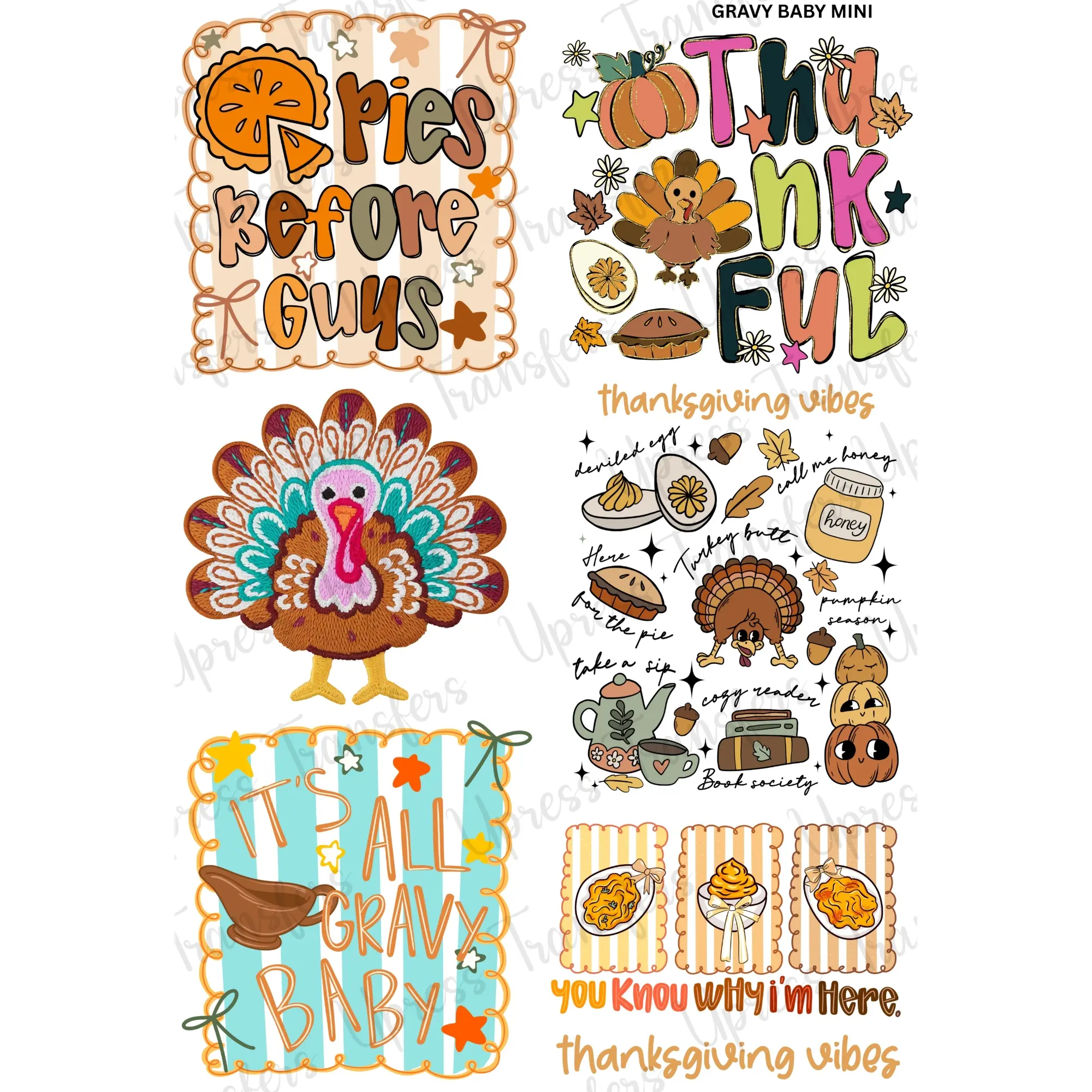 Gravy Baby Mini DTF Transfer Gang Sheet 24.5" x 36" - Cozy Funny Adorable Thanksgiving Vibes for Tees Hoodies & Holiday Market Drops