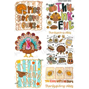 Gravy Baby Mini DTF Transfer Gang Sheet 24.5" x 36" - Cozy Funny Adorable Thanksgiving Vibes for Tees Hoodies & Holiday Market Drops