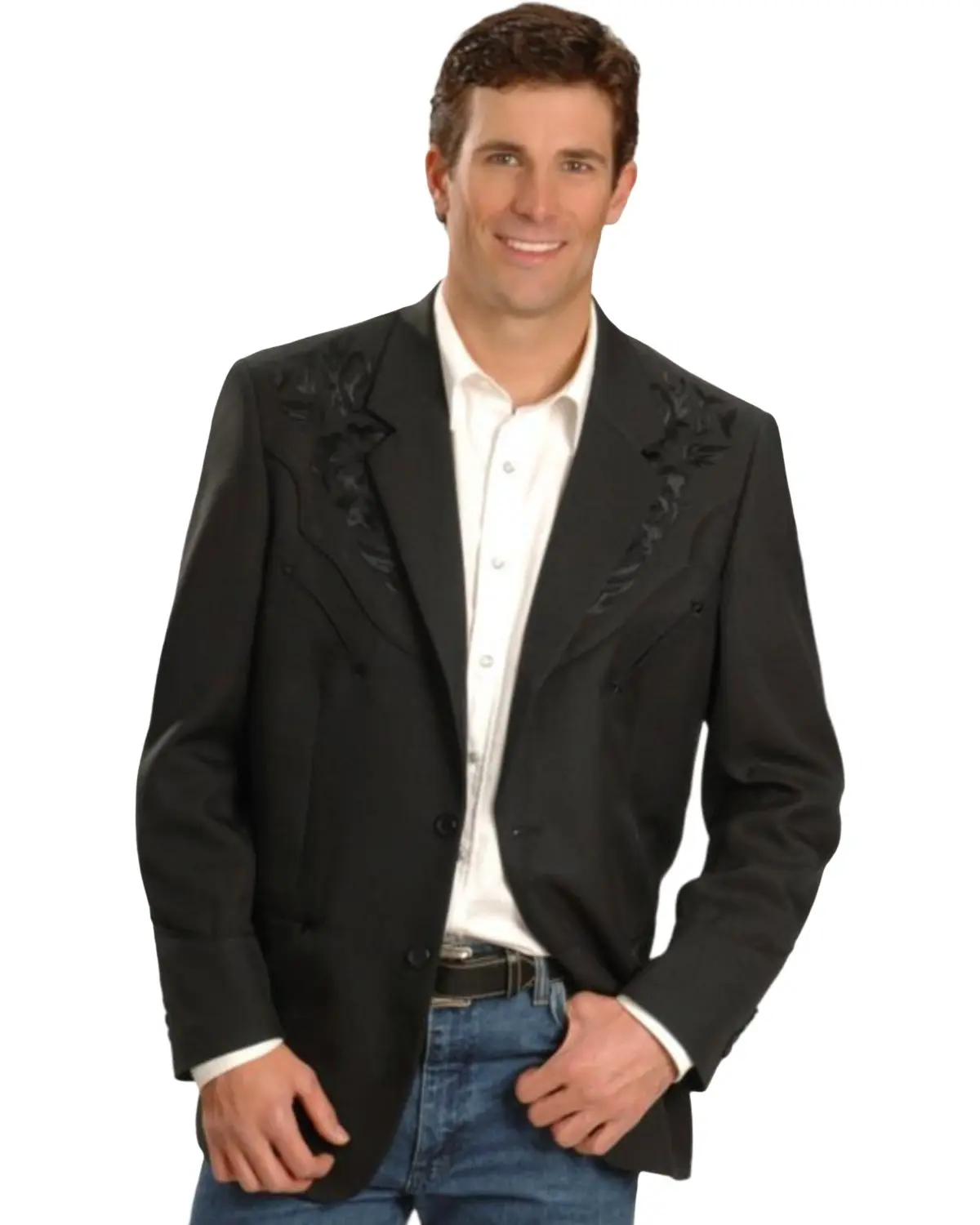 Scully Men's Floral Embroidered Western Jacket Big And Tall - P-733X-Blk