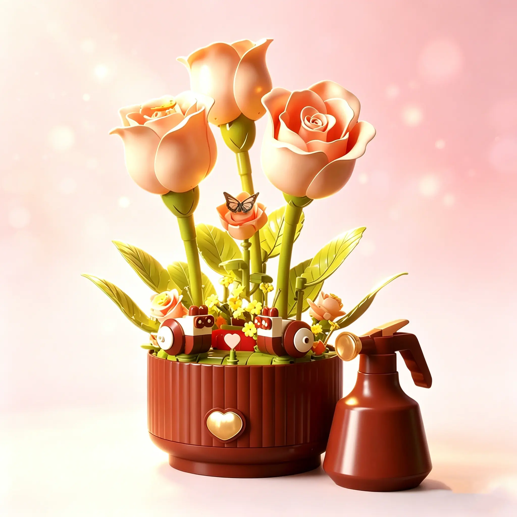 DIY Mini Block Flower 255-Piece Kit - Decorative Eternal Brick Bouquet, STEM Puzzle Toy, Desktop Sculpture Ornament, Low-Maintenance Plant, Ideal 2026 Teacher Appreciation Gift for Women, Bedroom Home Decor Box for Anniversary, Birthday