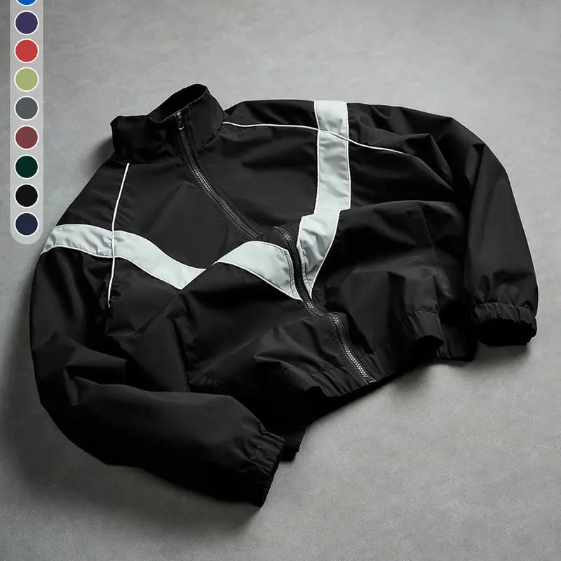 Men's casual small stand collar jacket, windproof and abrasion-resistant on the surface, color blocking design, suitable for sports, riding, and daily commuting, suitable for spring and autumn seasons Coats Long Sleeve Stylish Menswear jackets men