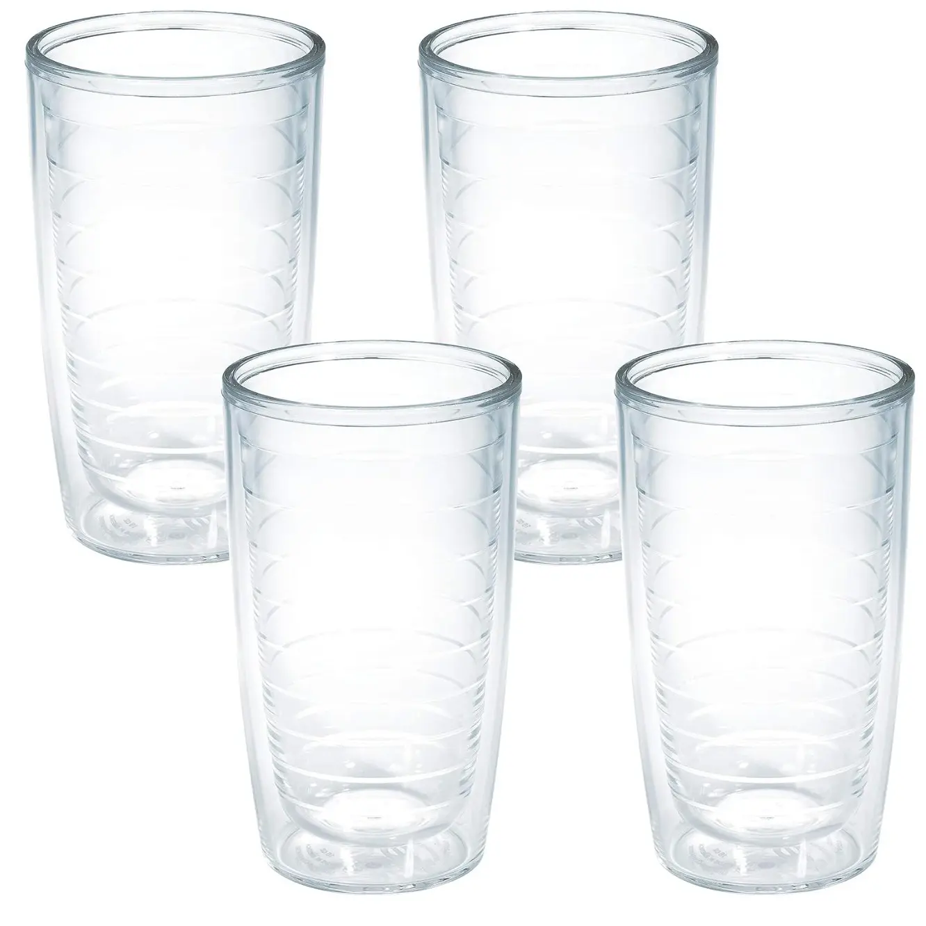 Tervis Made in USA Double Walled Clear & Colorful Tabletop Insulated Tumbler Cup Keeps Drinks Cold & Hot, 16oz - 4pk