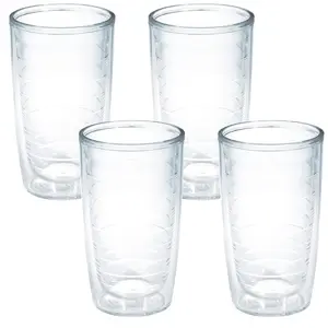 Tervis Made in USA Double Walled Clear & Colorful Tabletop Insulated Tumbler Cup Keeps Drinks Cold & Hot, 16oz - 4pk