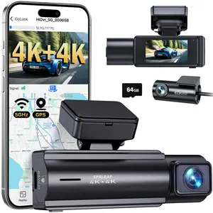 Dash Cam Front and Rear, 4K+4K Dual Dash Camera for Cars, 5.8GHz WiFi GPS, Night Vision, 24-Hour Parking Mode, Included 64GB Card, 1.97” Display, WDR, G-Sensor, Loop Recording (HD13)