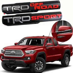 2pcs TRD Sport Off-Road 3D ABS Emblem Badges – Self-Adhesive Door Nameplate Decals for Toyota Tacoma, Tundra, SR5, V6, 4x4 Sport Pro & More  Models high-performance