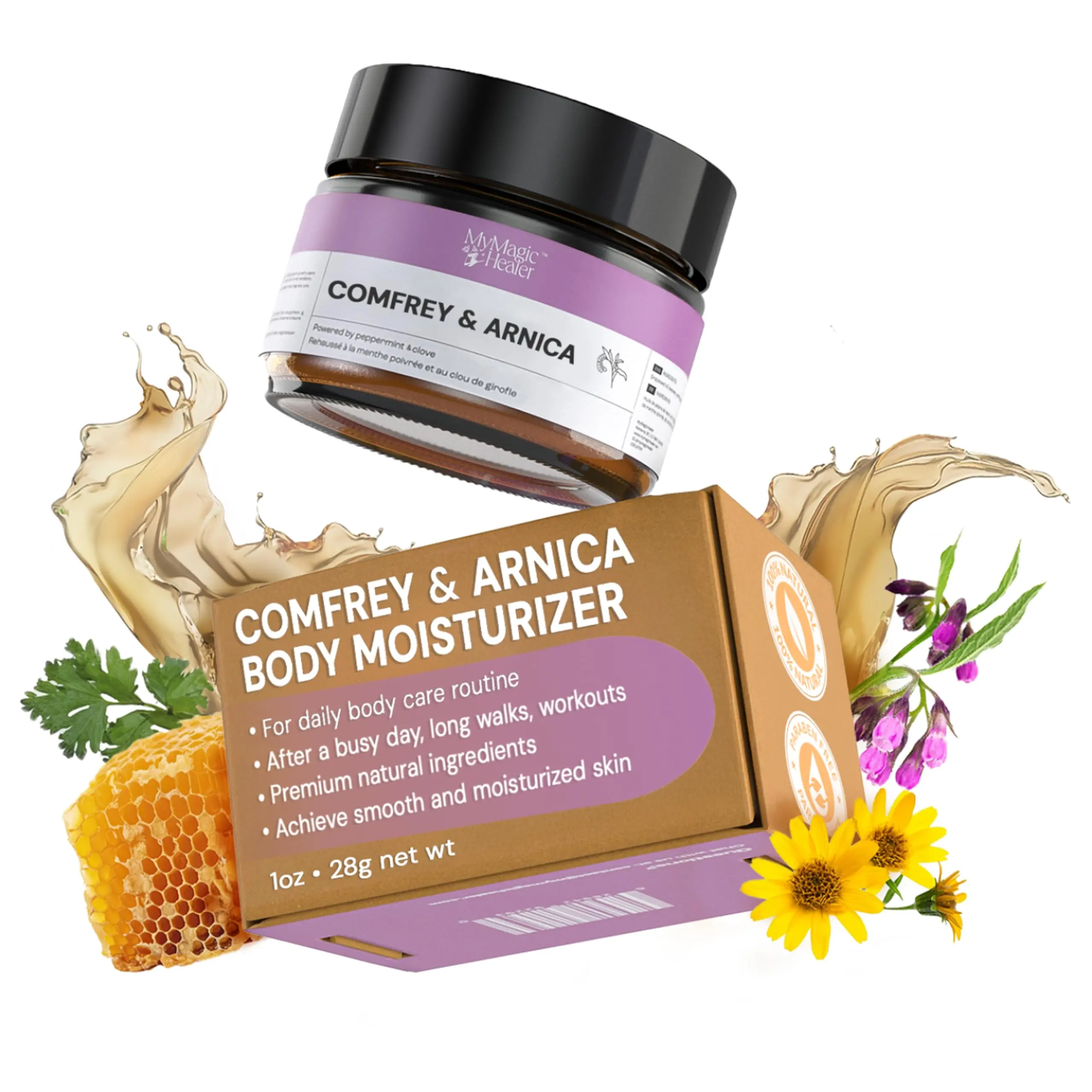 MyMagicHealer Comfrey & Arnica Salve | Herbal Balm, Body Moisturizer with Botanical Ingredients 1 oz