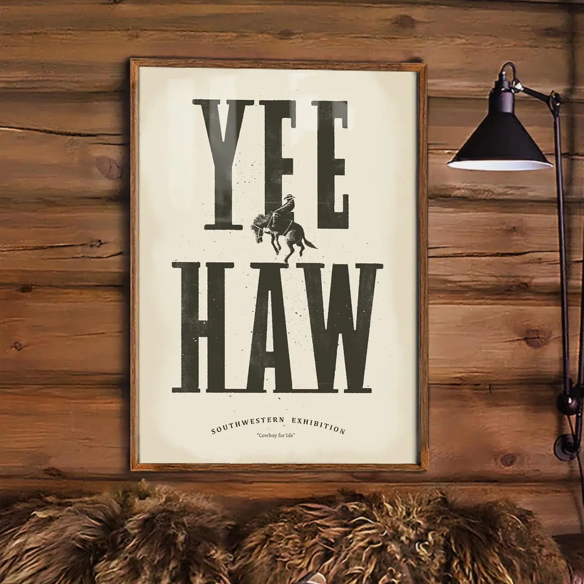 Bucking Bronco Gift, Western Cowboy Wall Art, Eclectic Typography Poster, Unframed Room Decor, Yeehaw Vintage Print, Southwestern Vintage Decor | 5 Sizes 8x12 to 27x40 inch