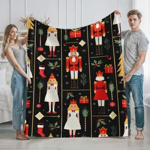 Nutcracker Ballet Christmas Tree Pattern Blanket Cozy Holiday Decor for Home Living Room Bedroom Adults and Teens Seasonal Festive Gift Idea for Christmas Thanksgiving Winter Holiday Celebration Perfect for Family and Friends Warm Throw Quilt for
