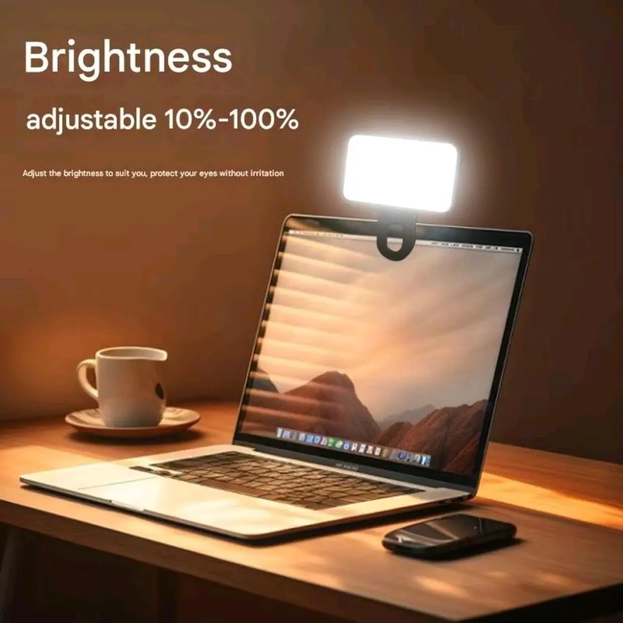 Clip-On Selfie LED Light for Smartphones, Laptops & Tablets Perfect for Video Conferencing, Zoom Calls, Photography & Makeup-Portable Black Phone Light Cellphone ring light