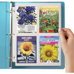 Seed Storage Organizer - Seed Organizer (3.5 x 5 Pockets - 50 Sheets - 8.5 x 11) - Garden Seed Organizer - Seed Packet Organizer - 4 Pocket Sheet Protectors for 3 Ring Binder