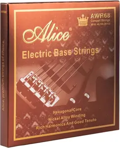 Alice Bass Guitar String 4 Strings Set, Hexagonal Core with Nickel Alloy Winding