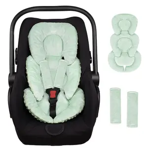 Infant Car Seat Insert Head and Body Support Reversible Newborn Insert with Strap Pads Soft Stroller Cushion Pillow Fits Stroller Swing for Boys and Girls Green