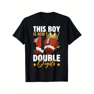 This Boy Now 10 Double Digits Football 10 Years Old Birthday T-Shirt (3-13Y)