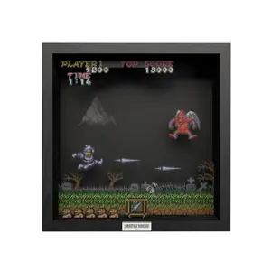 Capcom Ghost N' Goblins Red Arremer Pixel Frame Retro Gaming Shadow Box Display