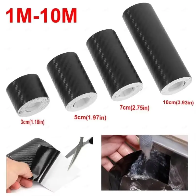 1/3PCS Nano Carbon Fiber Car Sticker DIY Pasting Car Threshold Protection Strip Bumper Tape Car Waterproof Protective Film 3/10M