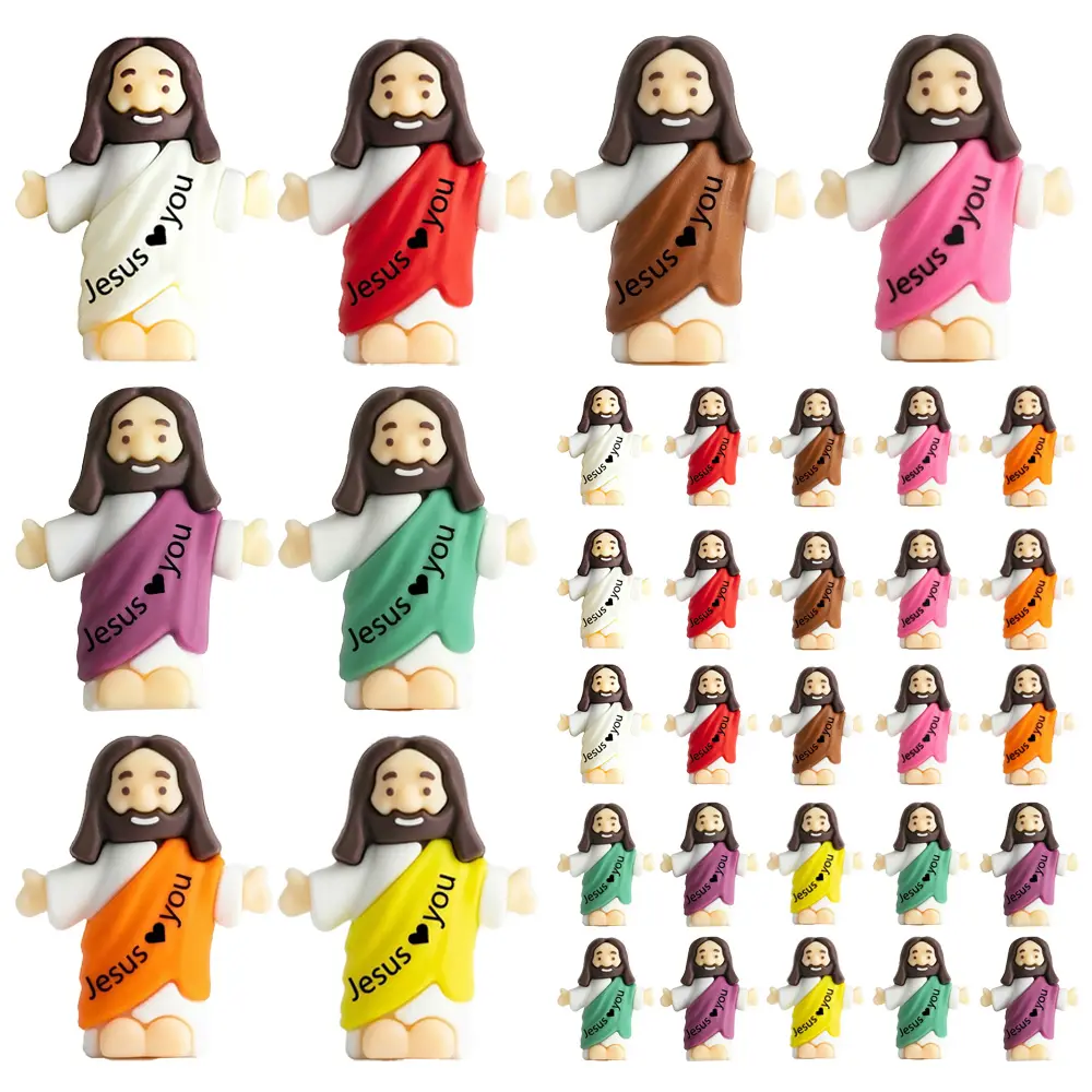 Mini Jesus Figurines - Christian Party Favors & Colorful "Jesus Loves You" Statues For Easter And Sunday School Gifts