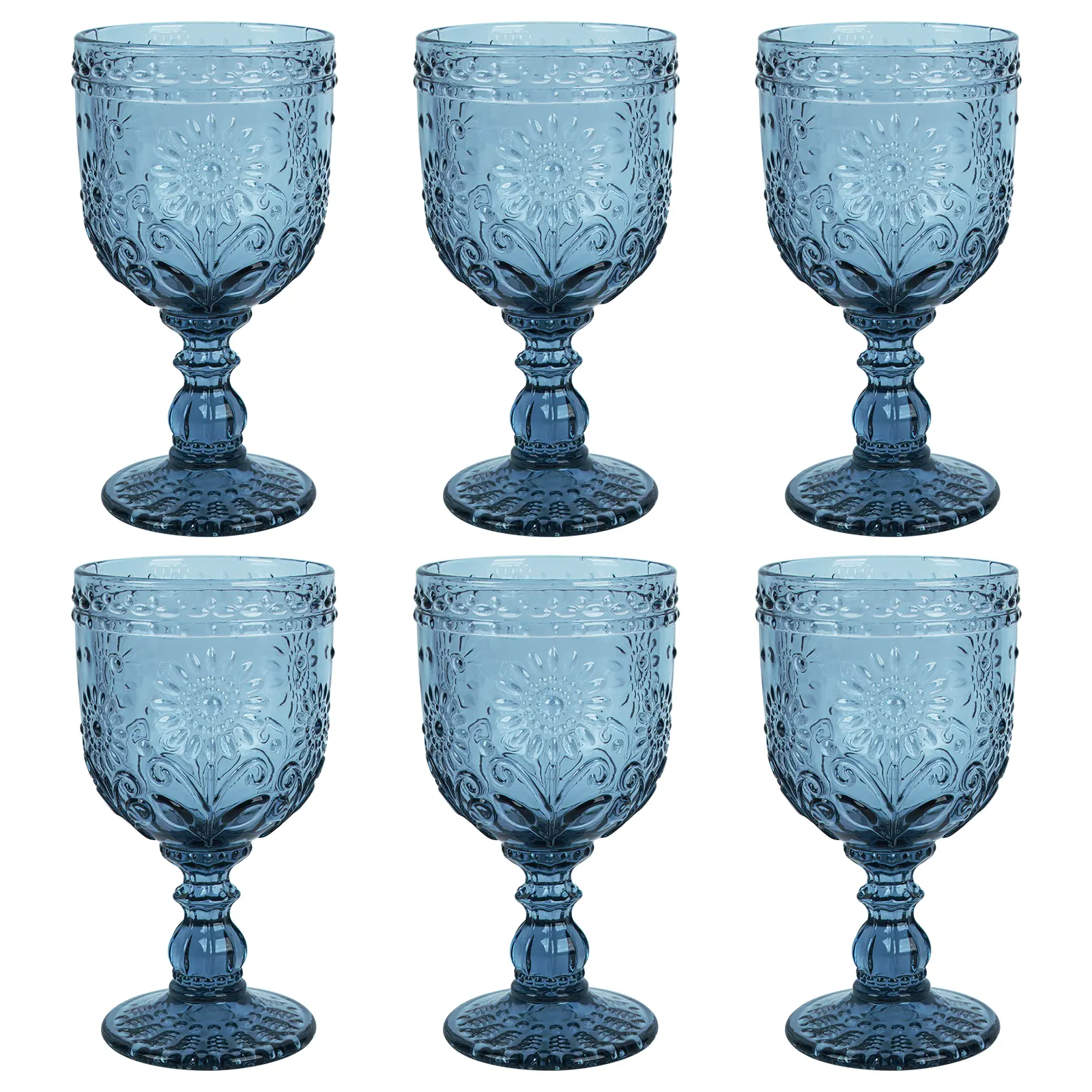 6 Pcs Wine Glasses,Goblet Glasses,Vintage Glassware, Made of Sturdy and Durable Glass Can be Used for Weddings, Everyday Fun Parties and More!