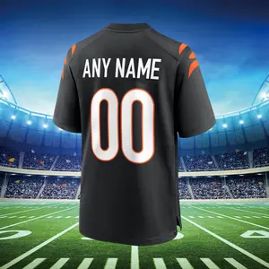 Custom Name & Number American Football Jersey Unisex - Men's #9 BURR0W Jersey Football Unisex Fan Shirt 3D Print Player Classic Sports Short Sleeve Game T-Shirt Black with Orange Accents V-Neck Design Unisex Football Jersey Bold Breathable Game Day Fit