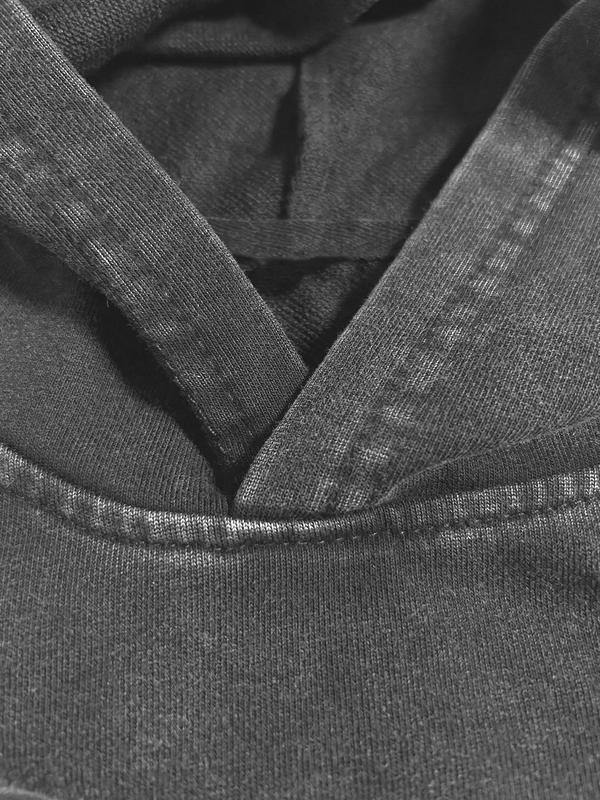 Trendy Casual Hoodie with Jesus Silhouette Print, Vintage Wash Craftsmanship, High-Quality Fabric, Loose Fit, Autumn Wear