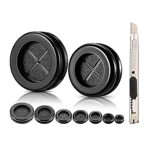 52Pcs Round Rubber Plug Hole Grommet Kit, Black Double Sided Electrical Firewall Gasket Kit for Protecting Cable Wire Hole Plug Assortment Automotive Supplies